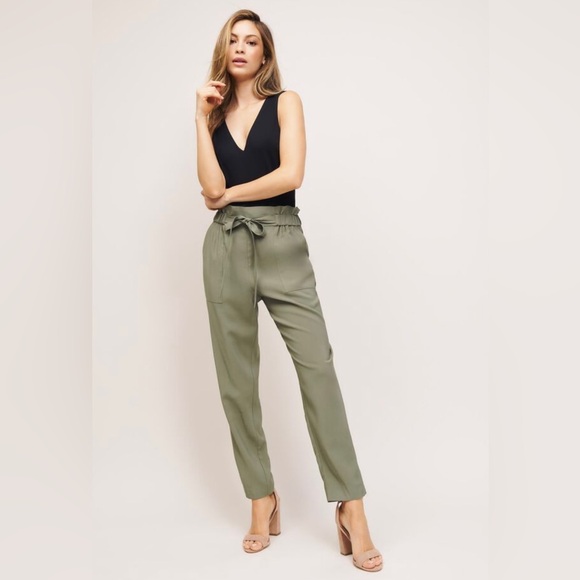 Dynamite Paper Bag High Waisted Trouser Pants Front Tie XS - Picture 3 of 8